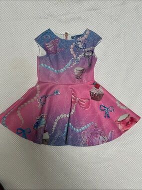 Pink and Purple Jeweled Tea Party Print Dress. By Truly Me.  NWT . Adorable!!
